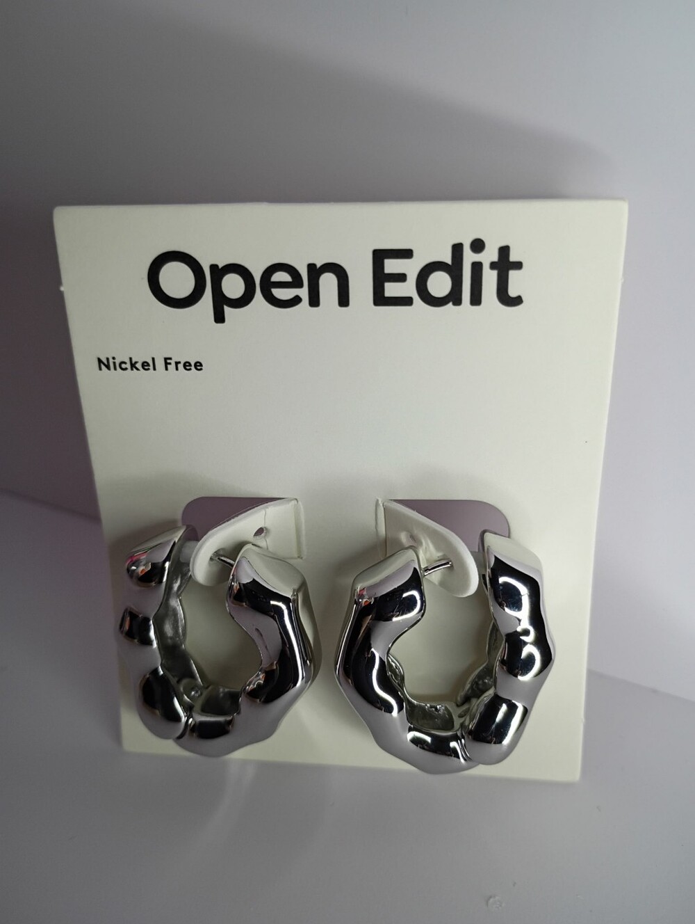 Nordstrom Open Edit Silver Chunky Hoop Earrings|NWT Retail 18.90